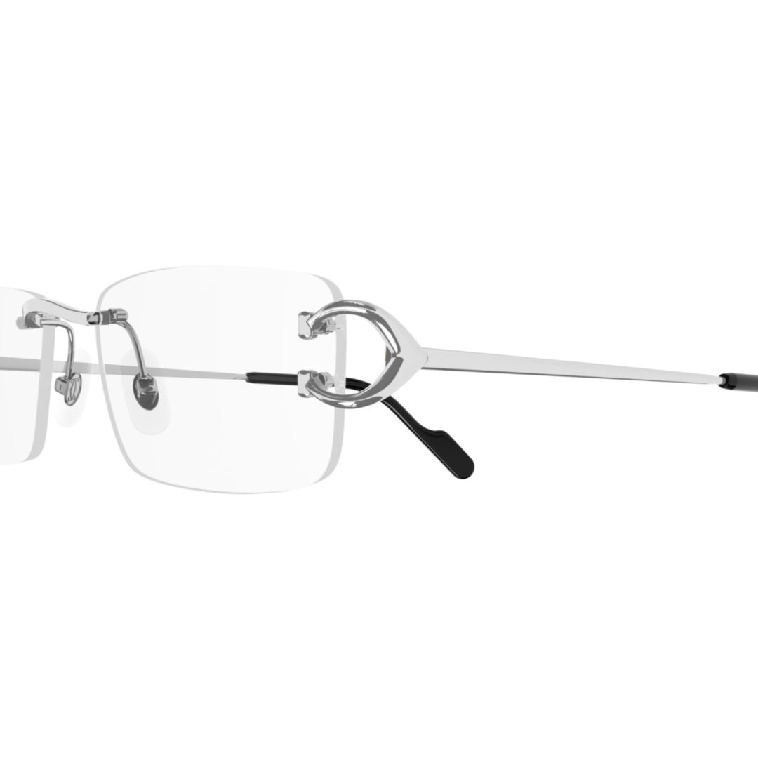 Rimless Rectangular Eyeglasses With Silver Metal Temples