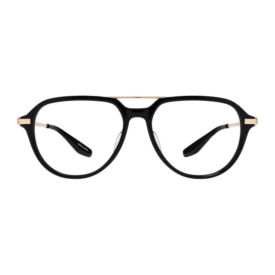 Dunn Aviator-Frame Black Acetate Eyeglasses with Slender Gold Temples