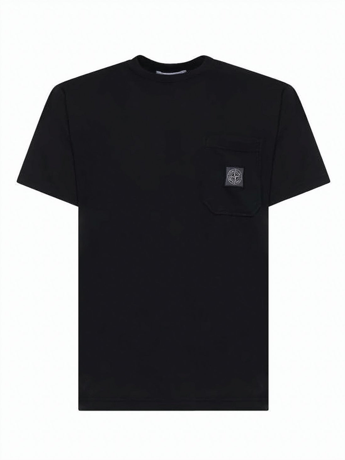 Czarny T-shirt z krótkim rękawem z naszywką z emblemem