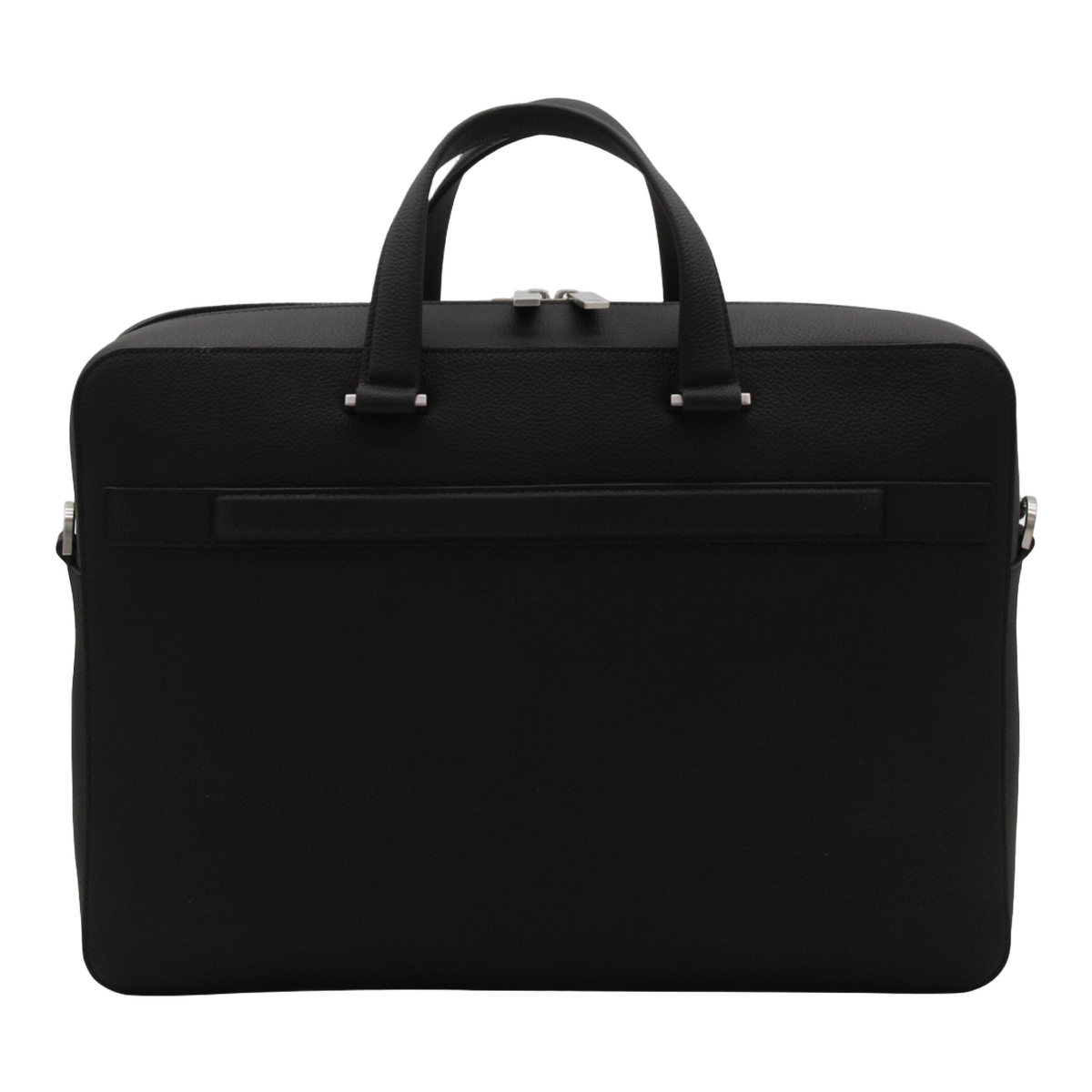 Black Briefcase-Style Bag with Subtle Embossed Pattern