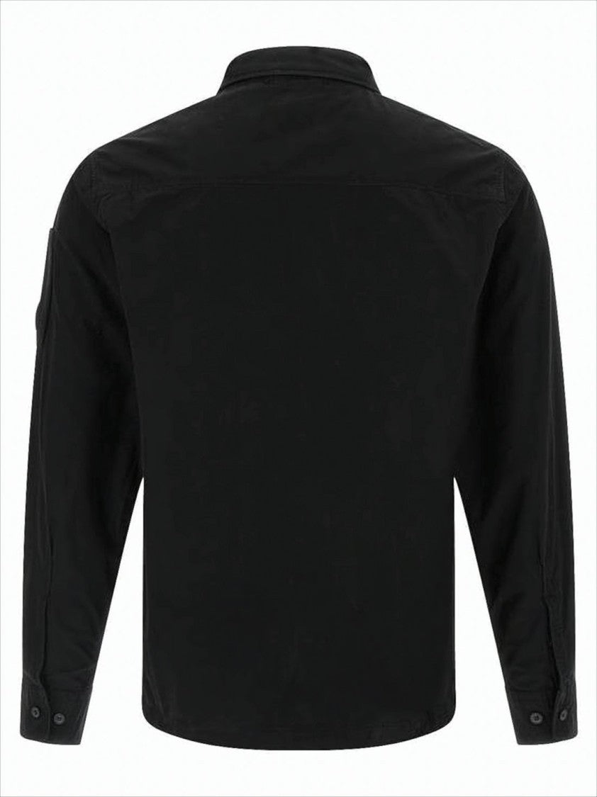 Minimalist Black Cotton Jacket with Unique Lens Detail