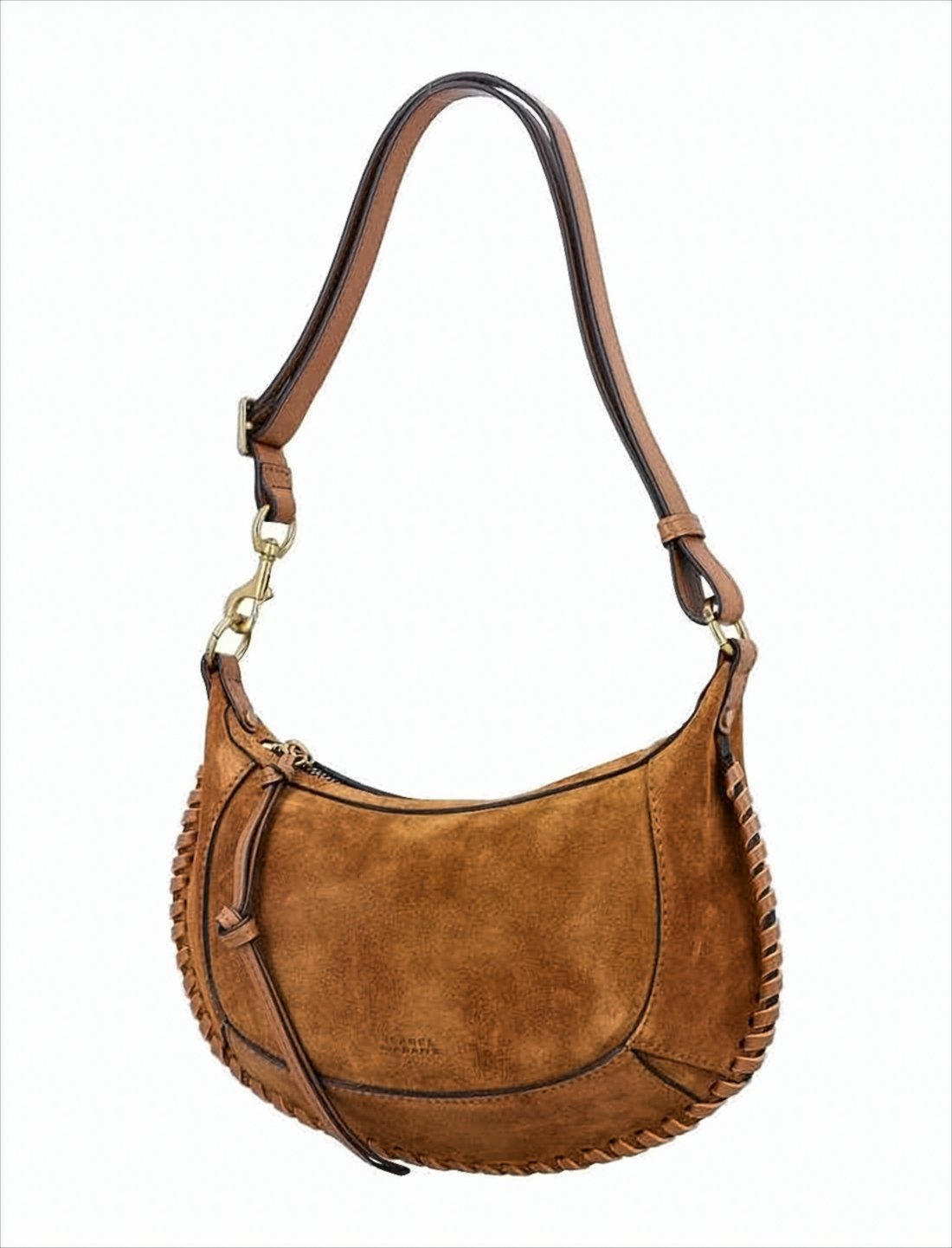Crescent-Shaped Calf Leather Shoulder Bag