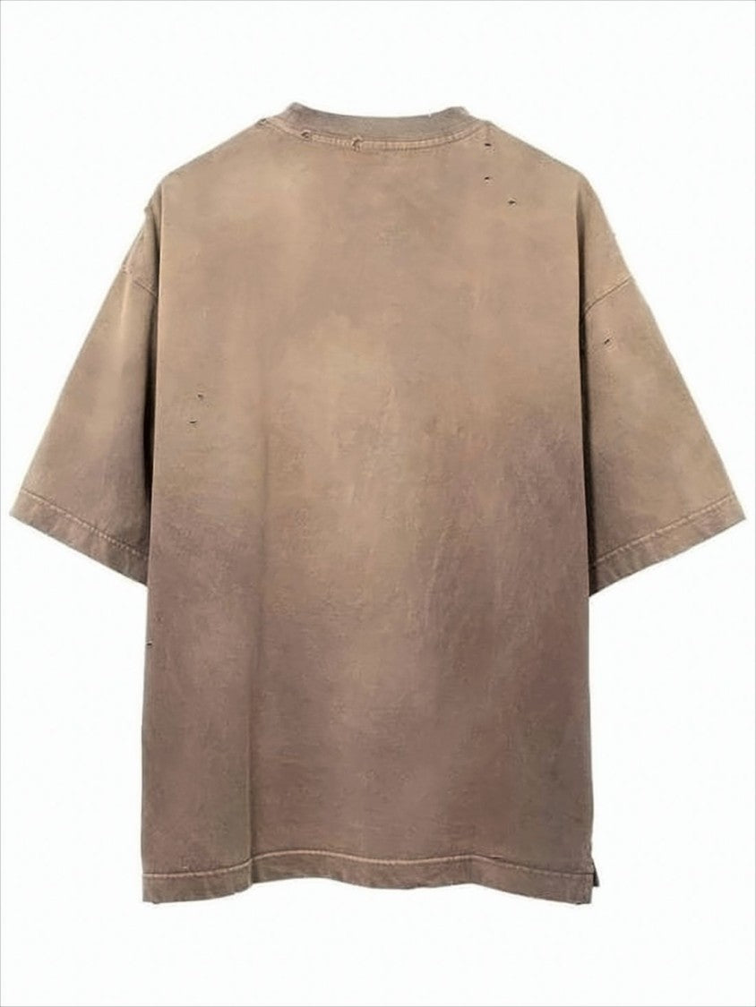Oversized Short-Sleeve T-Shirt with Vintage Distressing