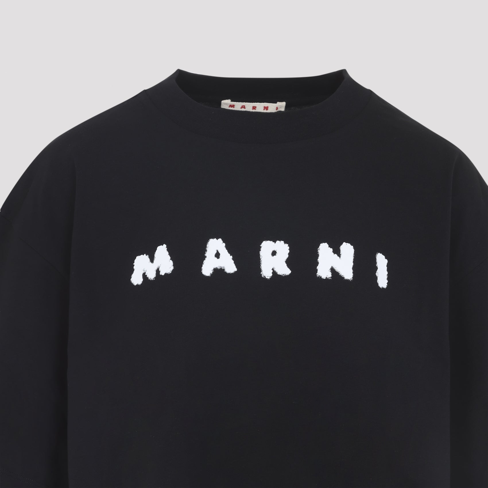 Black Cotton T-Shirt With Contrasting White Lettering