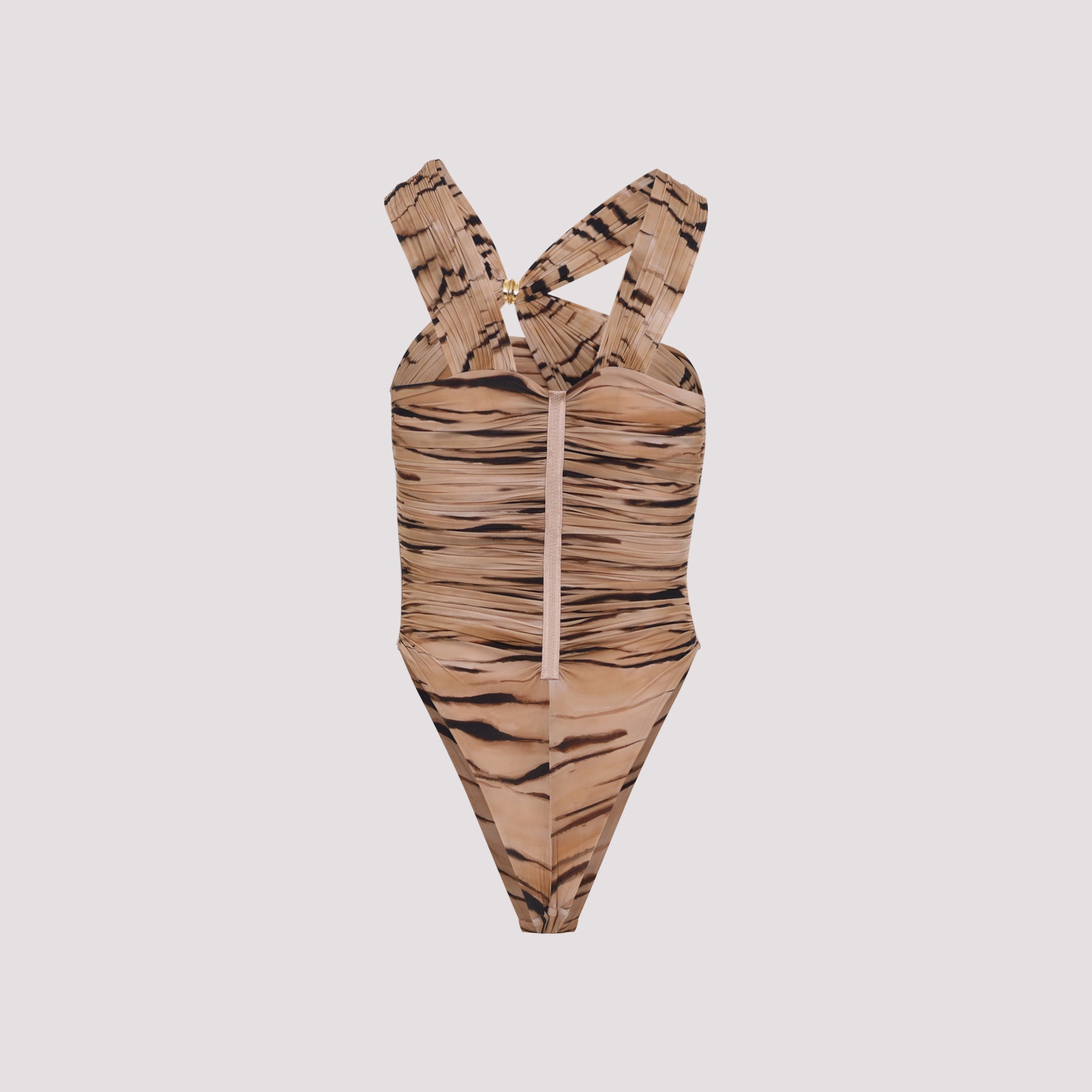 Tiger-Stripe Pattern Ruched Top