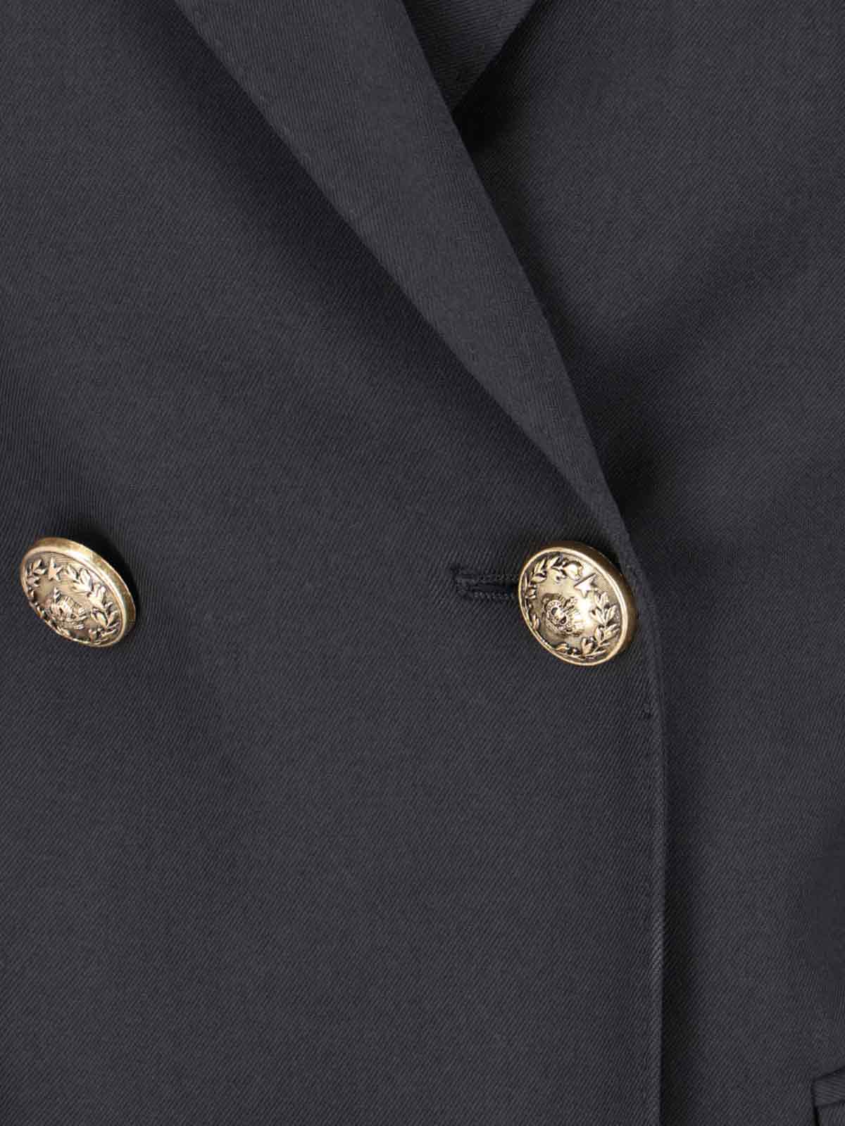Double-Breasted Blazer, In Black Virgin Wool Gabardine