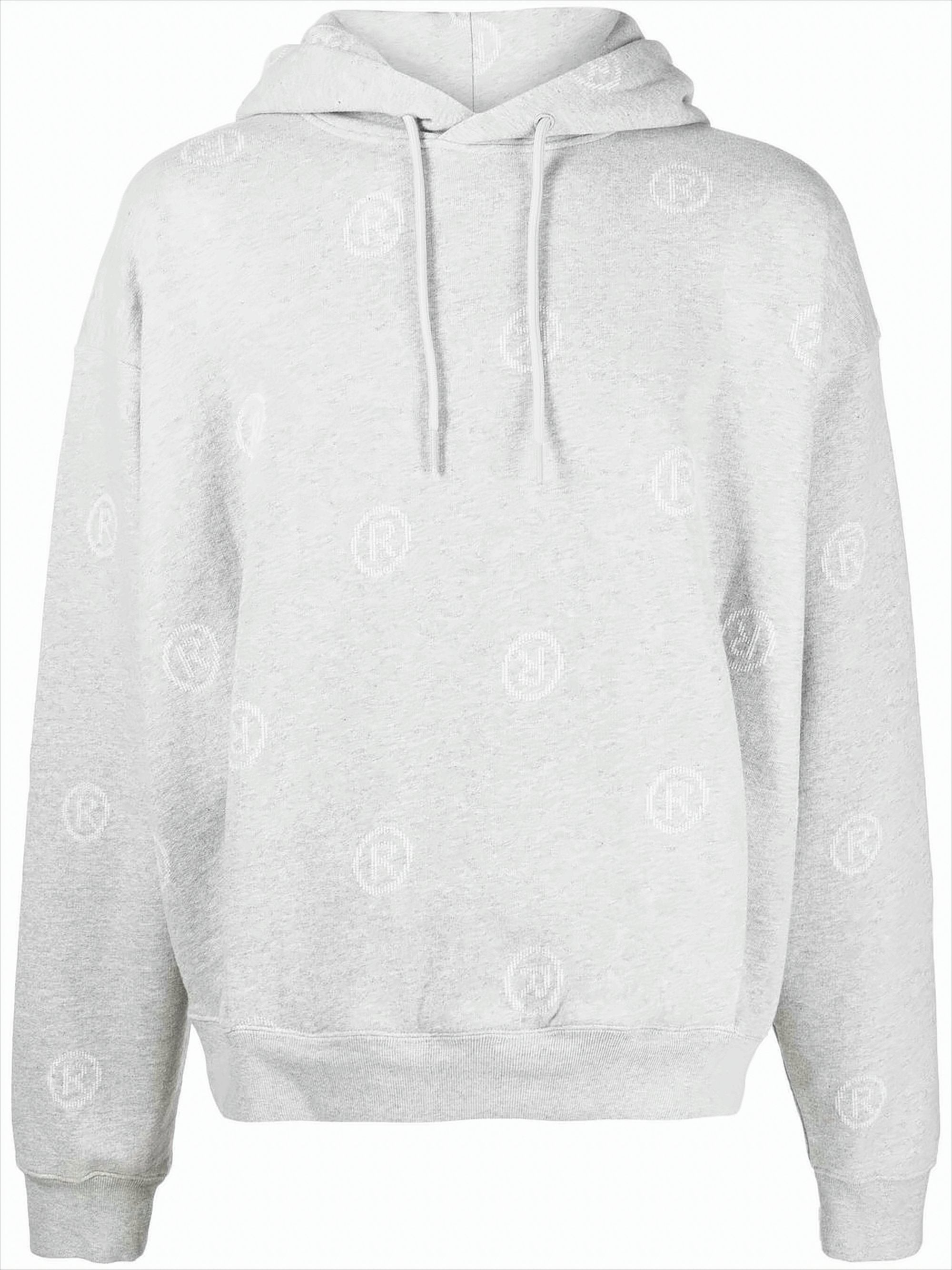 Relaxed Fit Grey Cotton Logo Hoodie