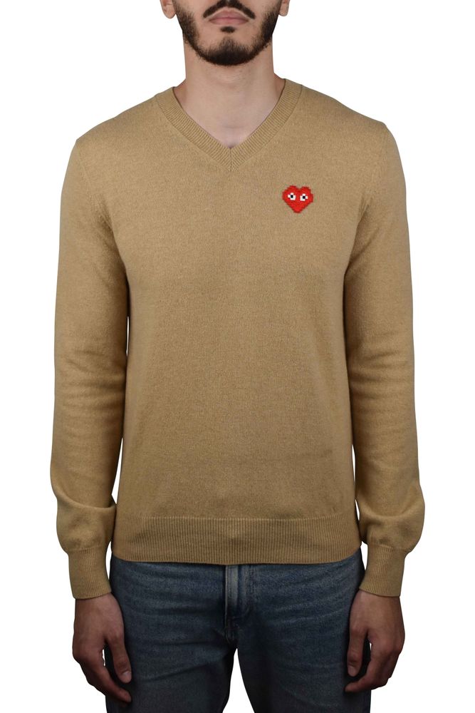 Camel Wool V-Neck Sweater