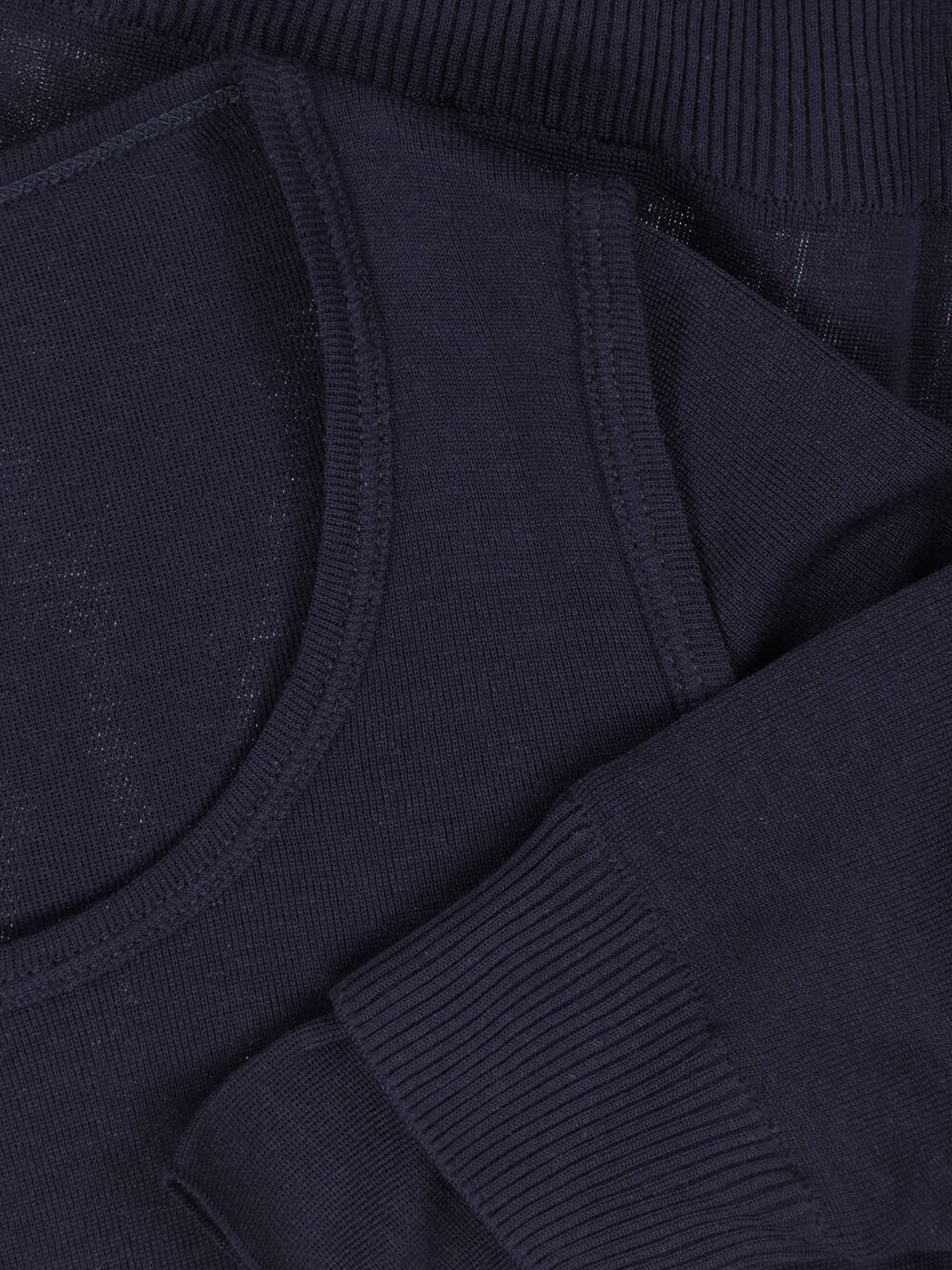 Navy Viscose Silk Three-Quarter Sleeve T-Shirt
