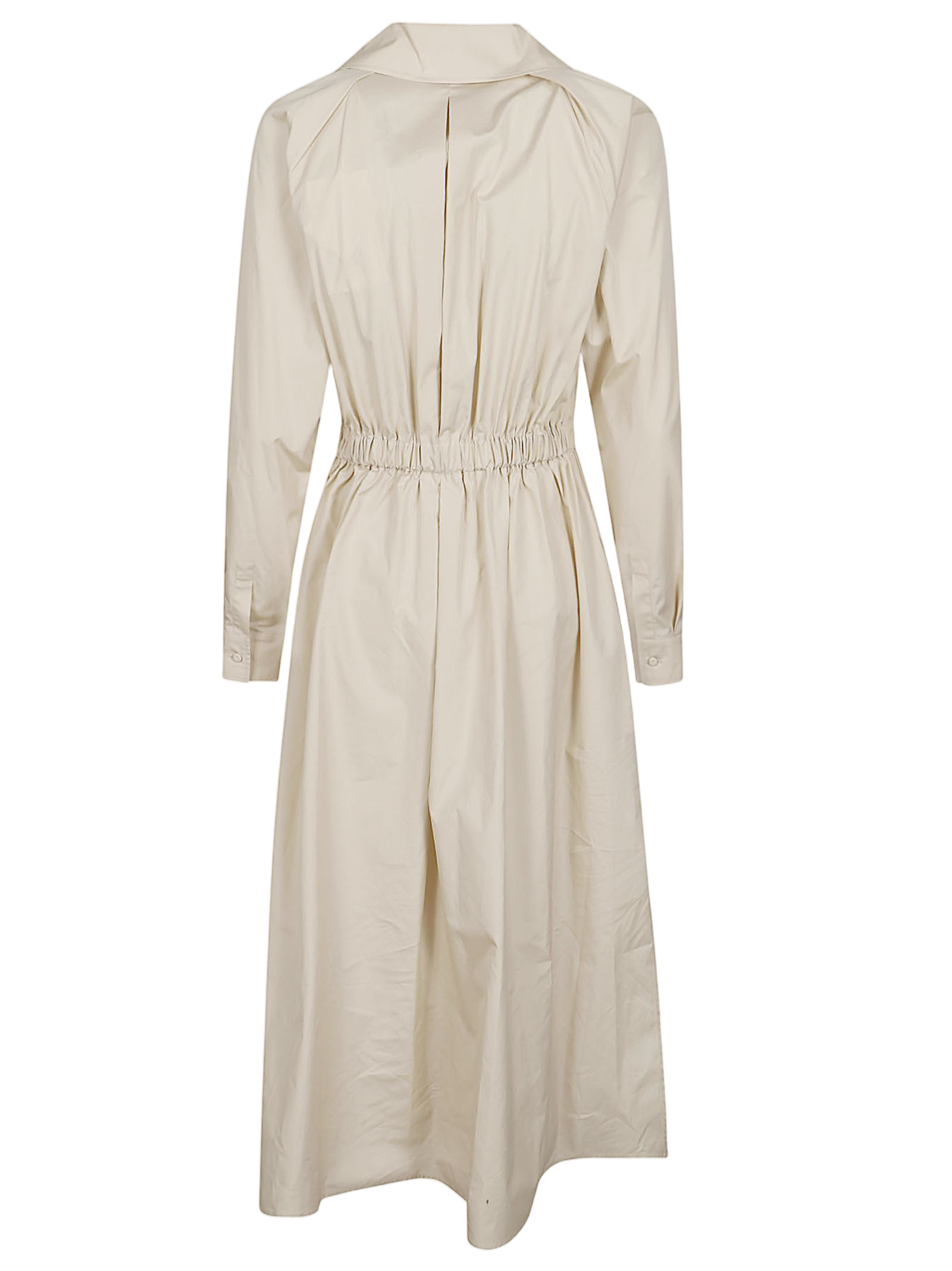 V-Neck Dress with Drawstring Front and Elegant Collar