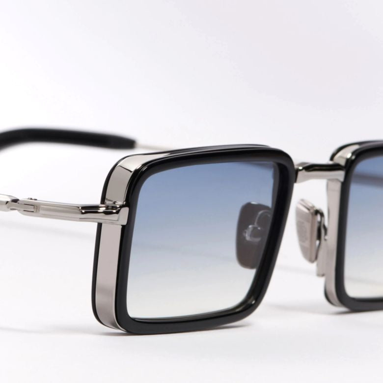Pierce Rectangular Frame Sunglasses with Gradient Blue Lenses
