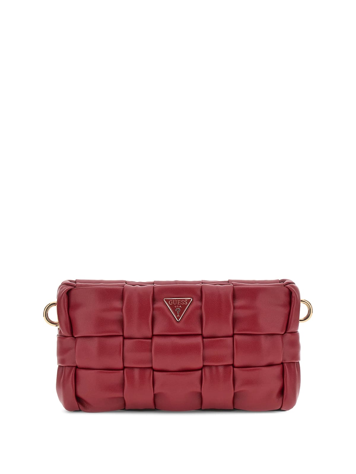 Quilted Burgundy Shoulder Bag With Gold-Tone Hardware