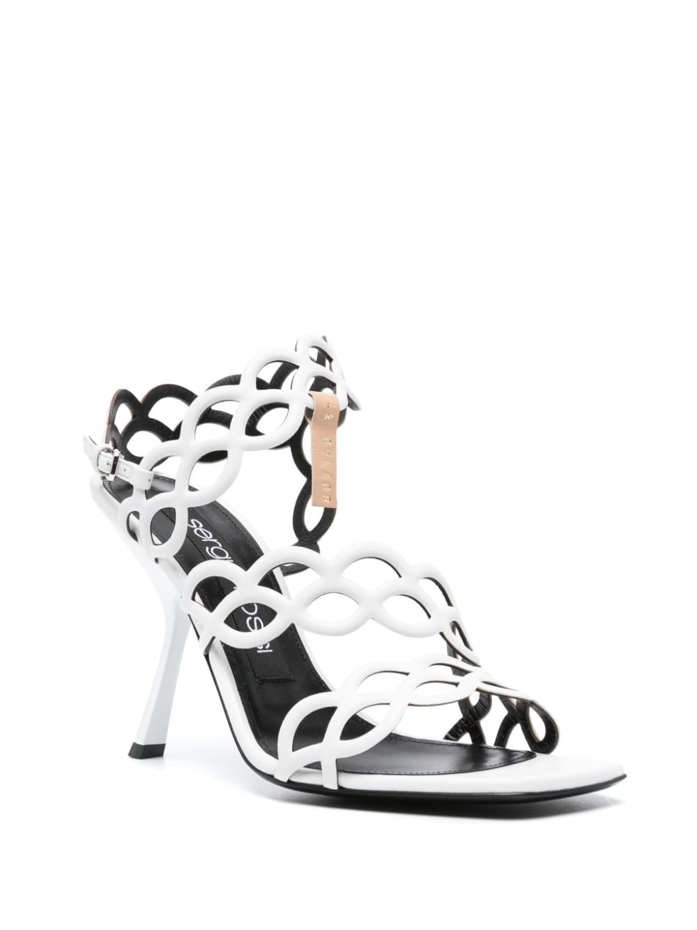 Spiral Design White Calf Leather Sandals