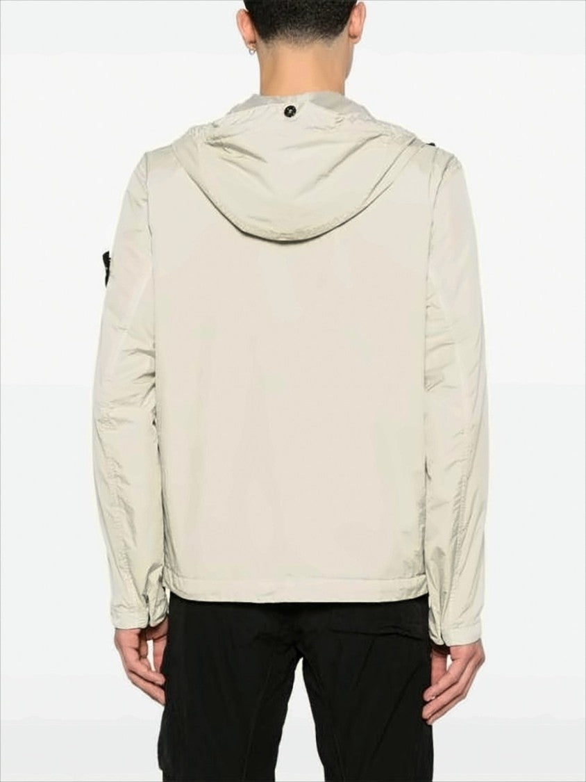 Minimalistic Nylon Jacket with Adjustable Hood