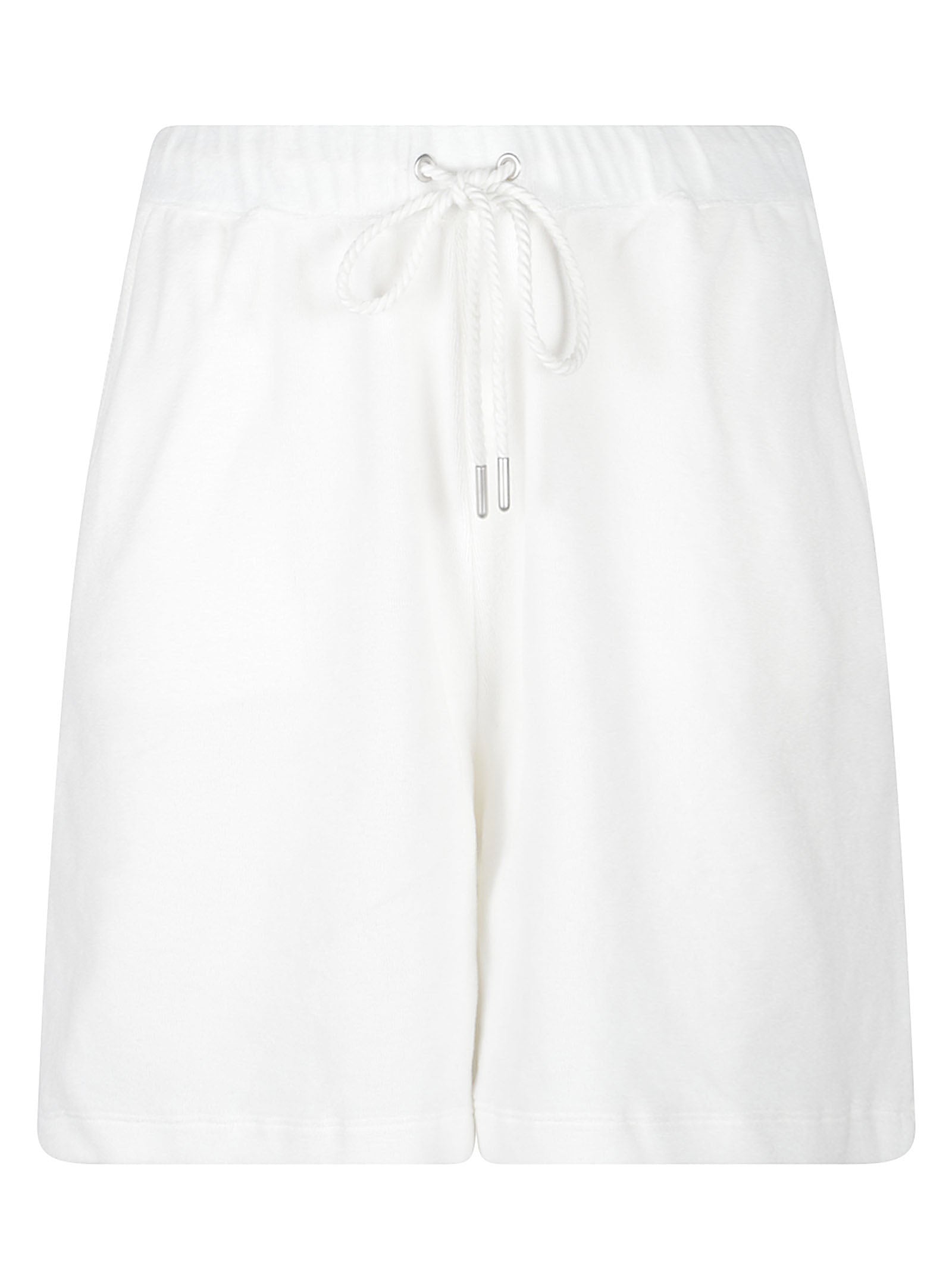 White Shorts with Elastic Waistband and Drawstring