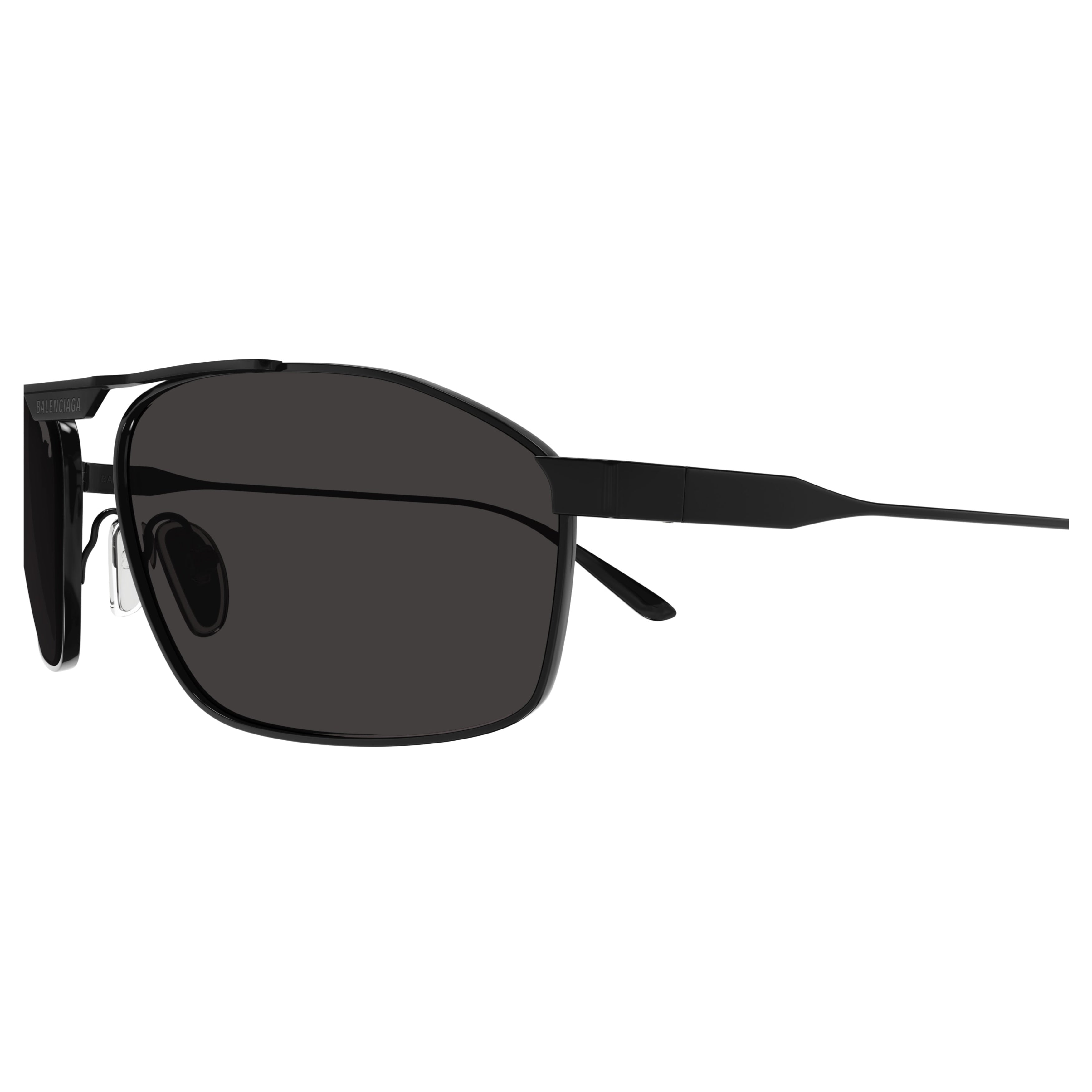 Bb0416s Rectangular Matte Black Metal Sunglasses