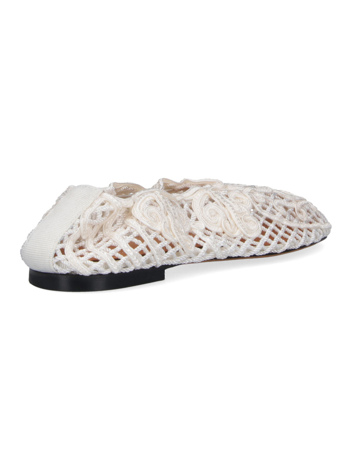 Black Pointed Toe Intricate Lace Flats