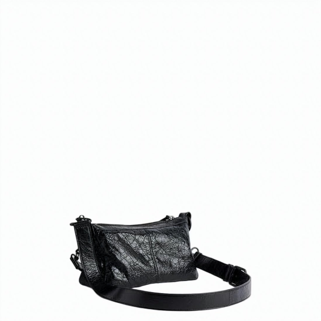 Textured Lambskin Shoulder Bag with Glossy Finish