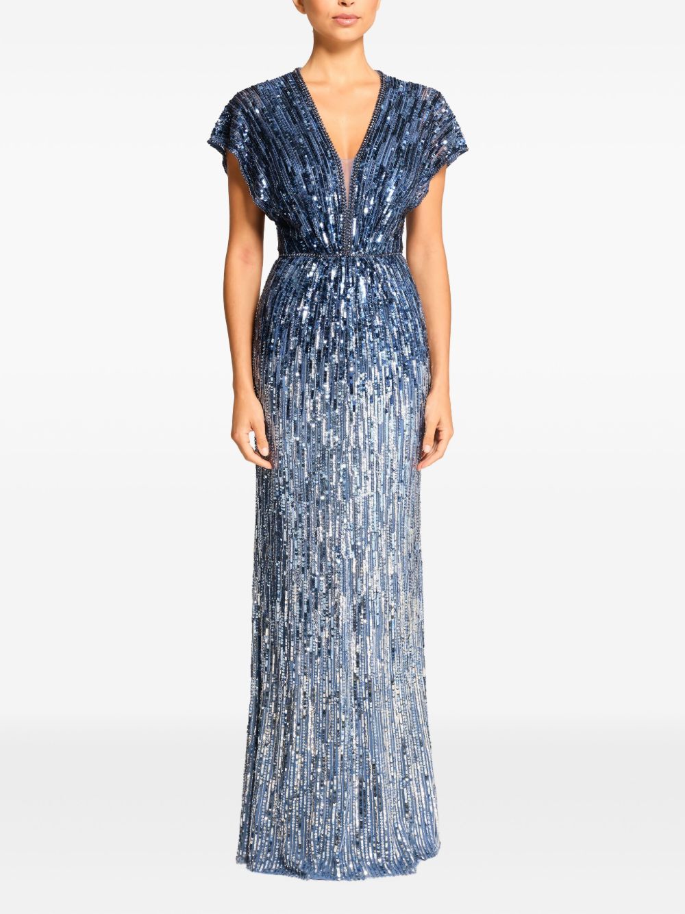Floor-Length Column Dress With V-Neck