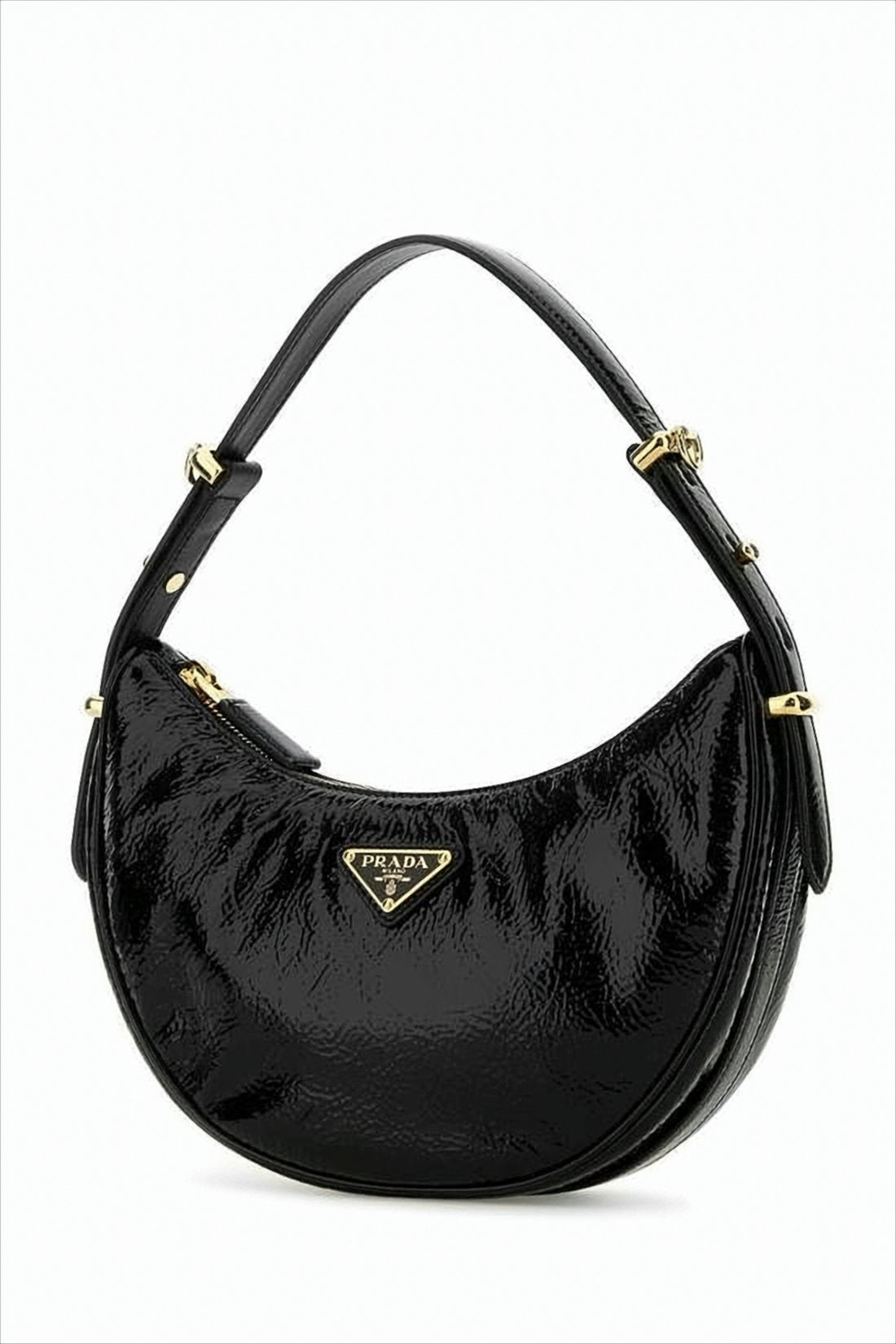 Crescent Shape Black Lambskin Shoulder Bag