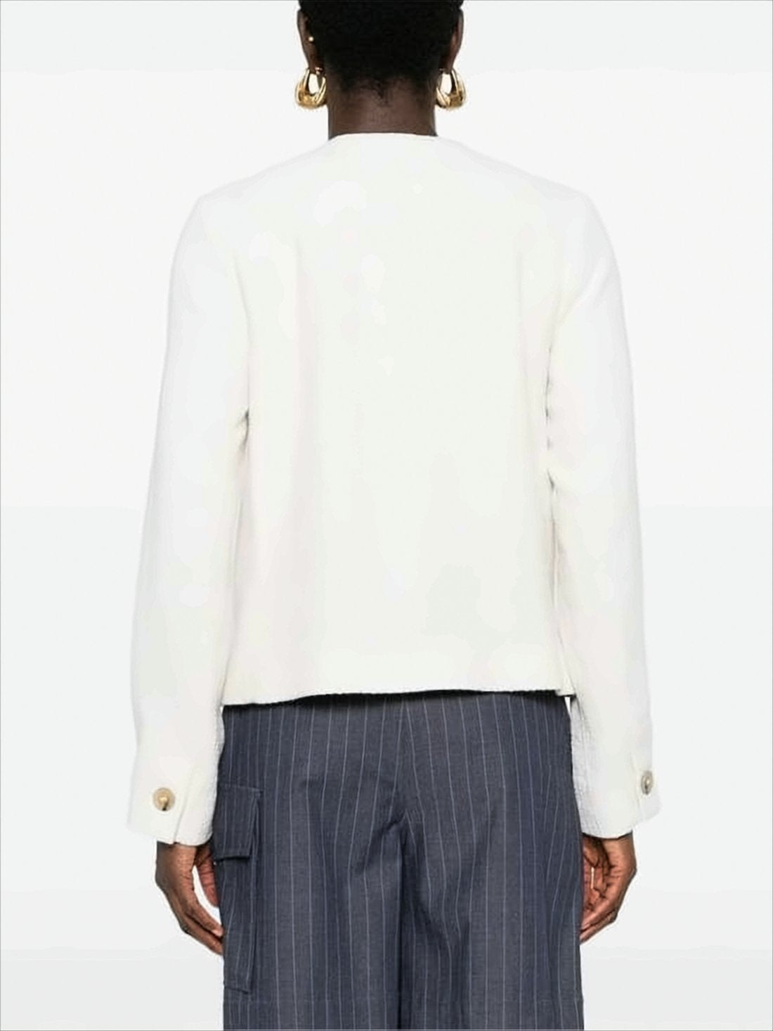 Cropped Textured Jacket with Button Closure