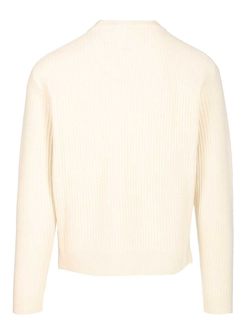 Classic Round Neck White Sweater With Soft Texture