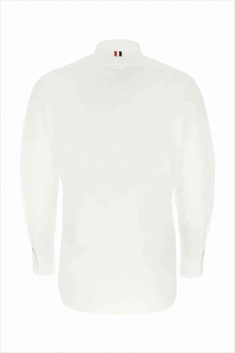 Long-Sleeve Cotton Shirt with Classic Collar and Striped Placket