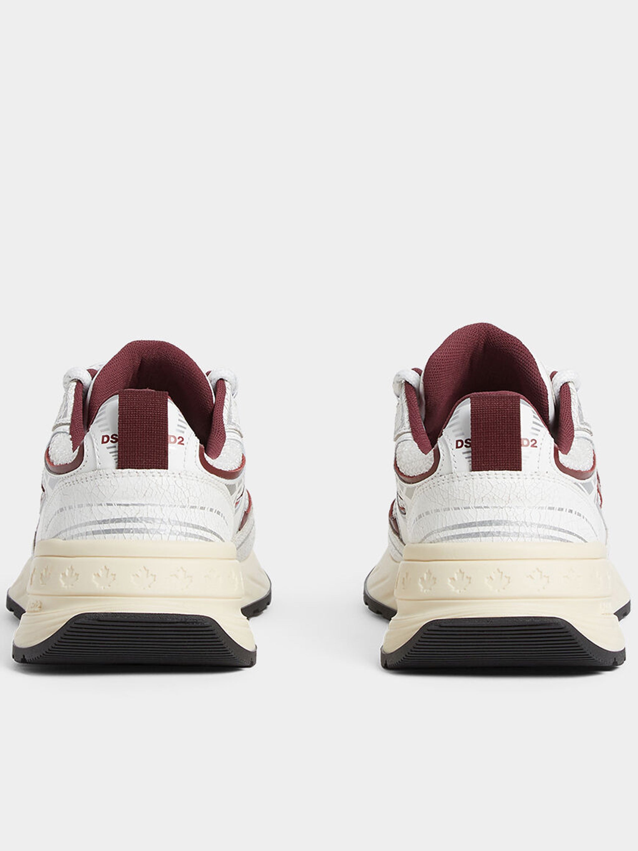 White Burgundy Trimmed Maple Leaf Sneakers