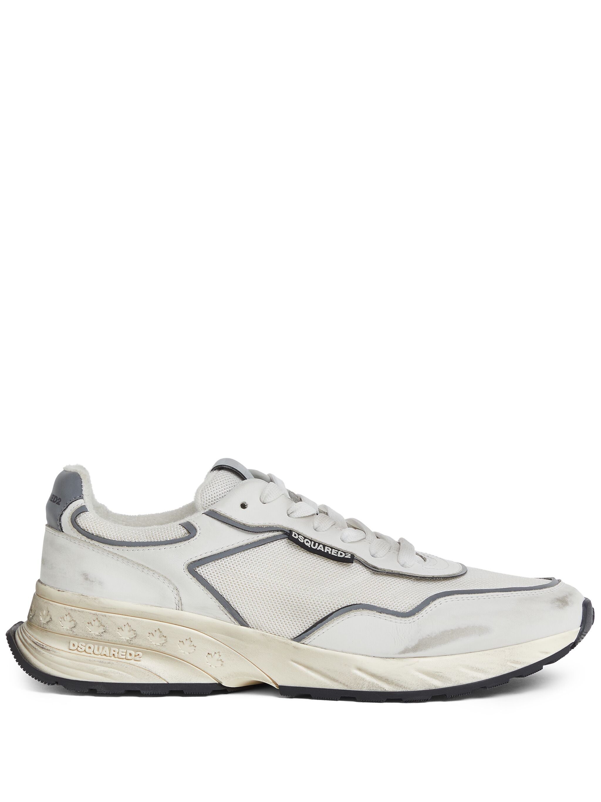 Sprinter Silver Leather Mesh Running Sneakers