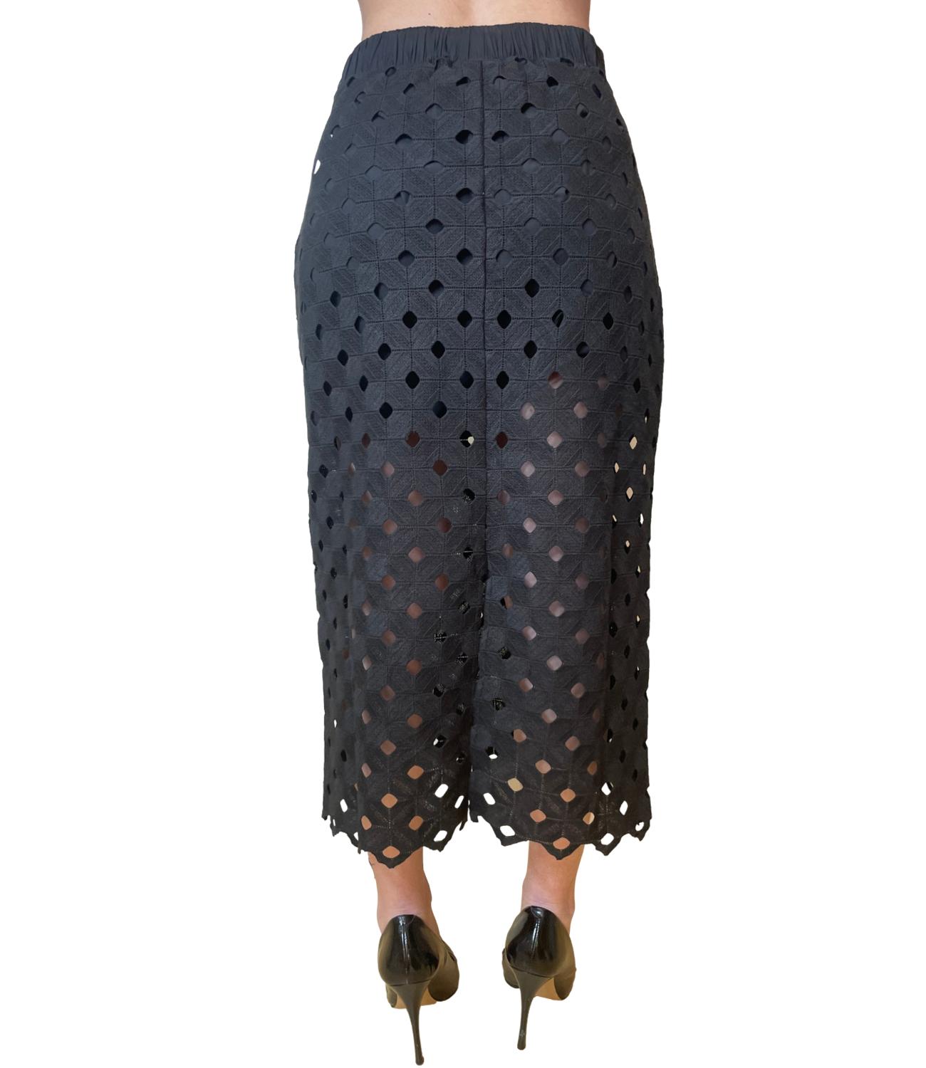 Black Cotton Blend Beach Skirt