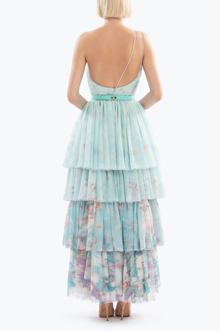 Floral Printed One-Shoulder Dress