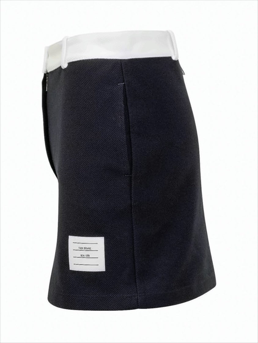 Structured Mini Skirt with Contrast Waistband and Signature Details