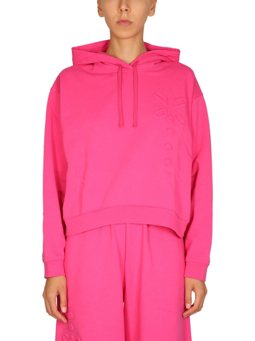 Relaxed Pink Hoodie With Embossed Detailing