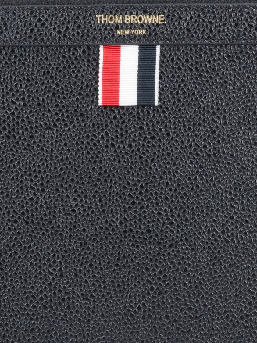 Rectangular Pouch In Hammered Black Leather