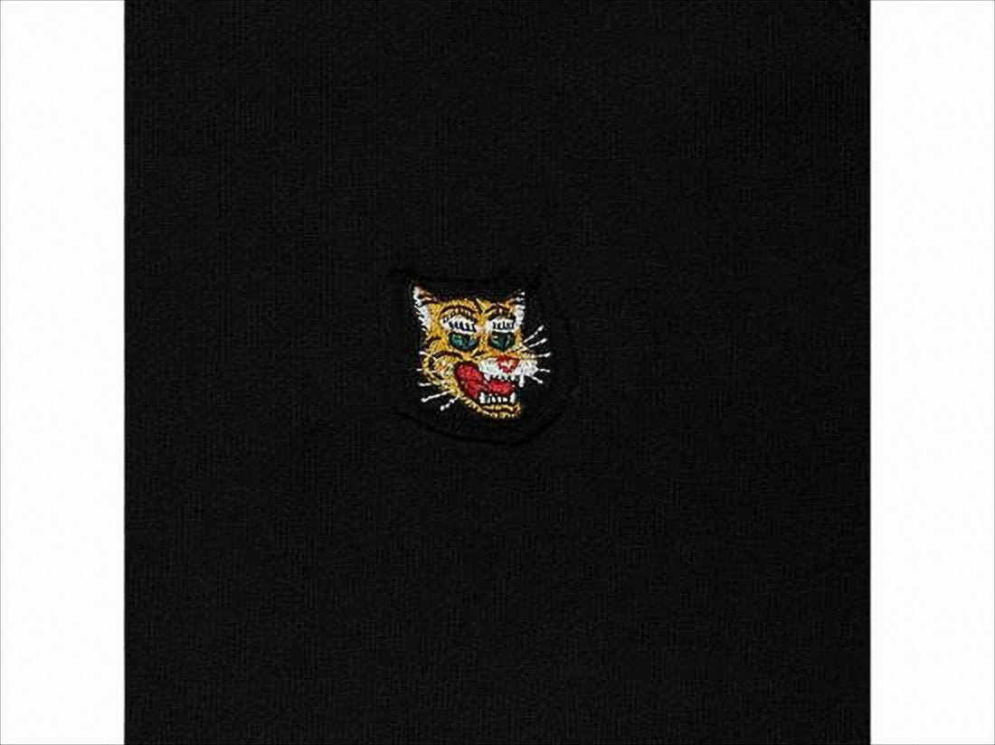 Long-Sleeve Black Sweatshirt With Embroidered Tiger Emblem