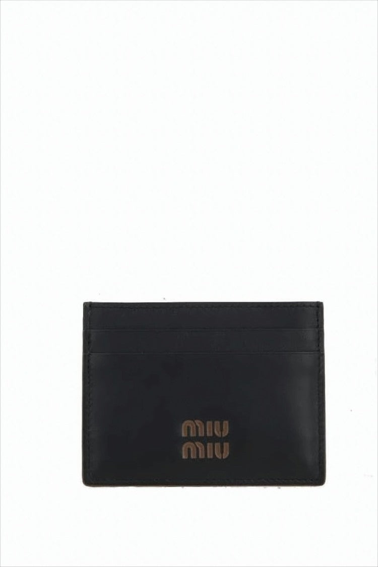 Rectangular Black Calf Leather Card Wallet