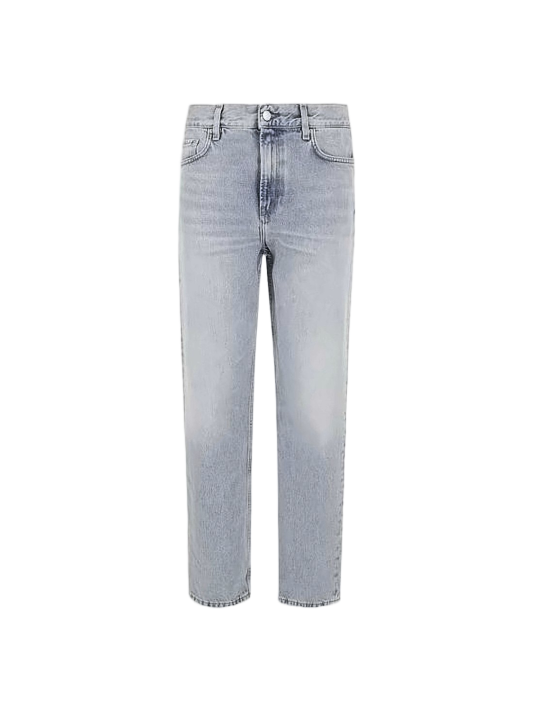 Cropped Straight-Leg Denim Pants