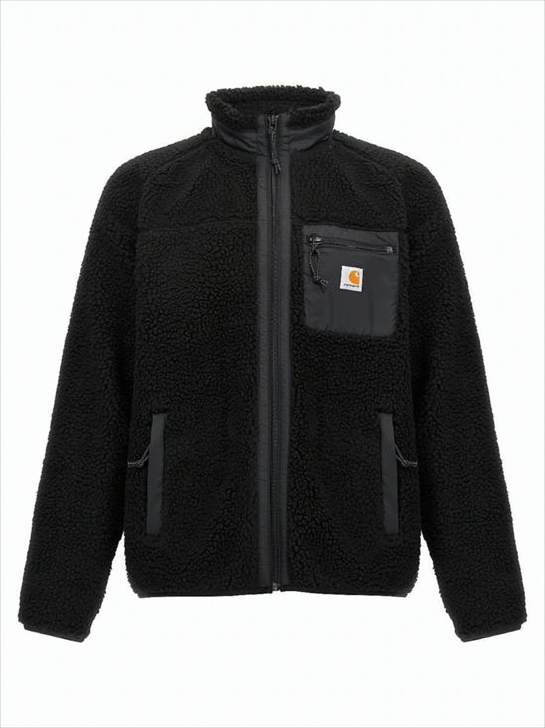 Textured Fleece Coat With High Collar