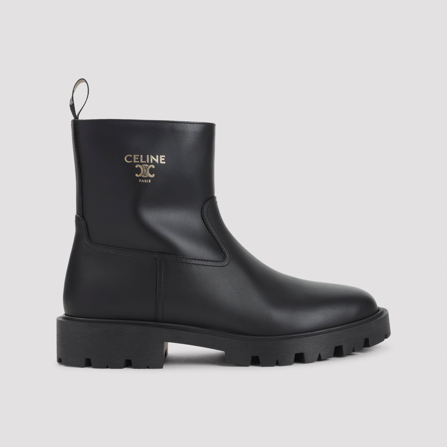 Black Calf Leather Ankle Boots