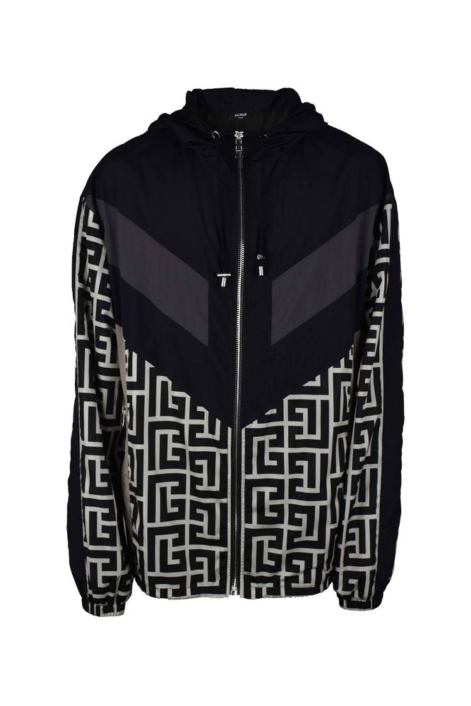 Monogrammed Nylon Windbreaker Jacket With Drawstring Hood