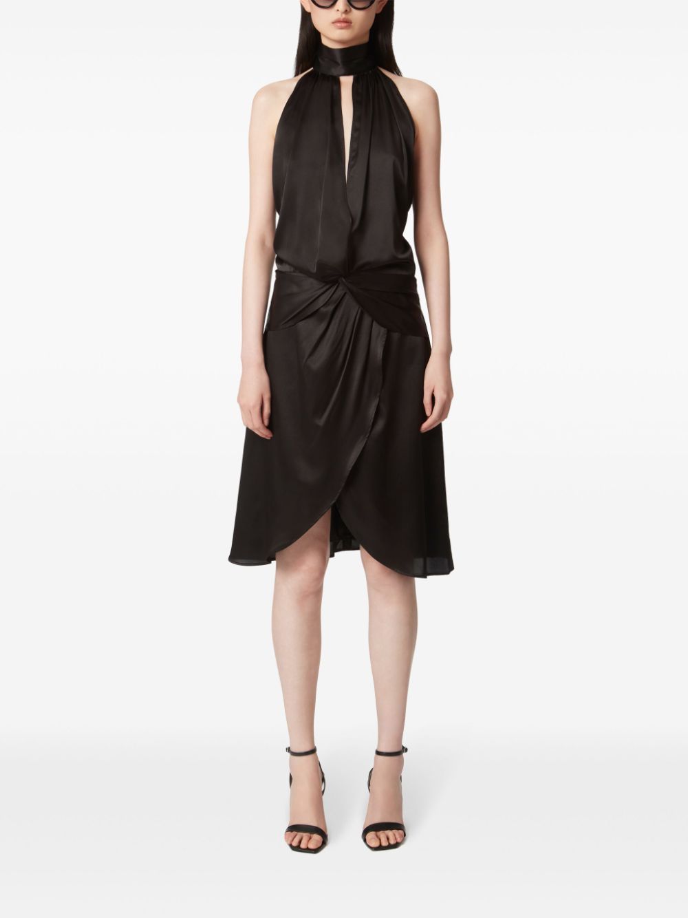 Knee-Length Satin Halterneck Dress