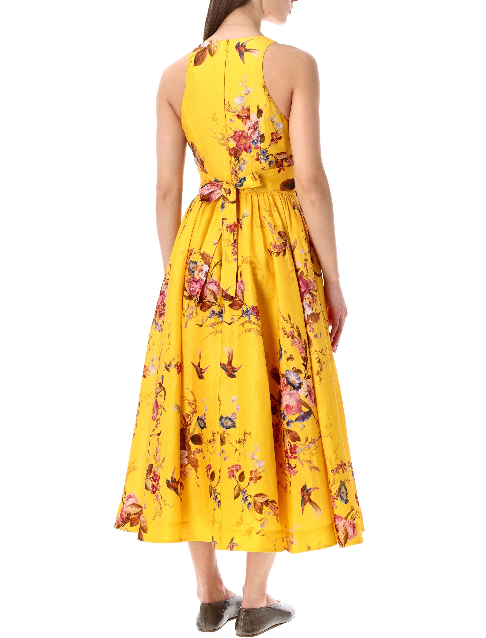Patience Mustard Floral Midi Dress