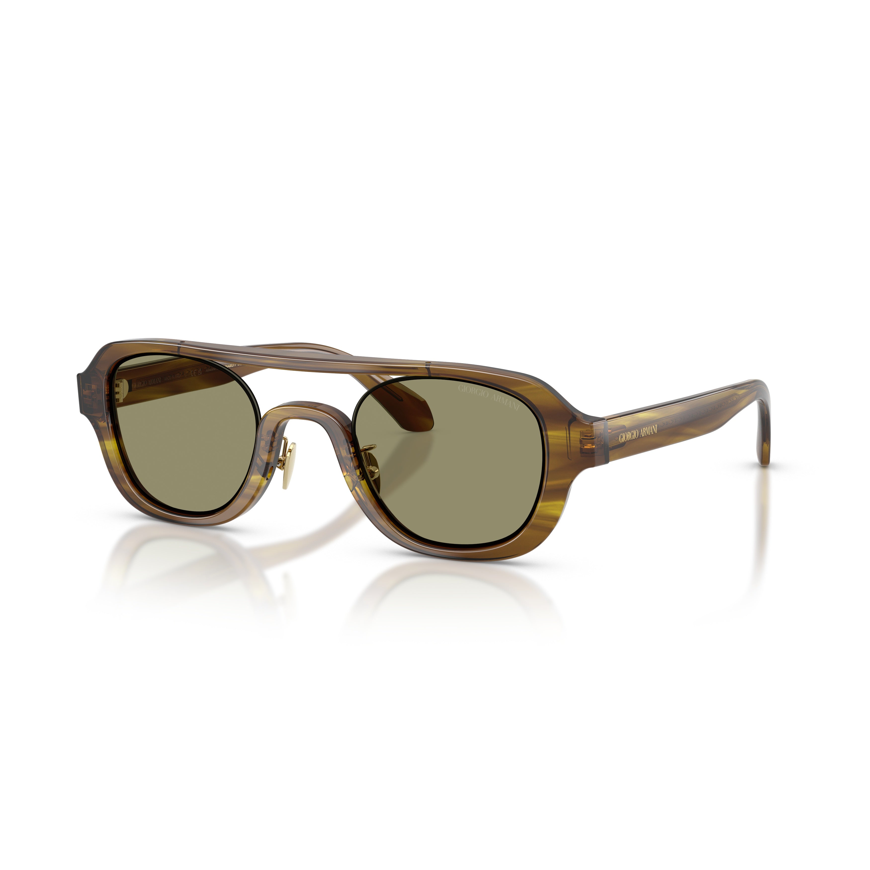 0ar8247 Translucent Brown Acetate Sunglasses with Olive Green Lenses
