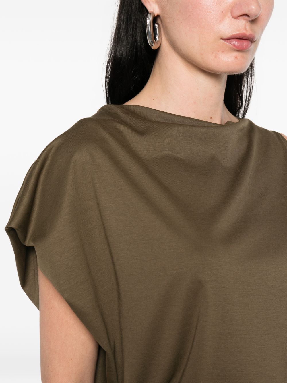 Khaki Draped Sleeveless Top