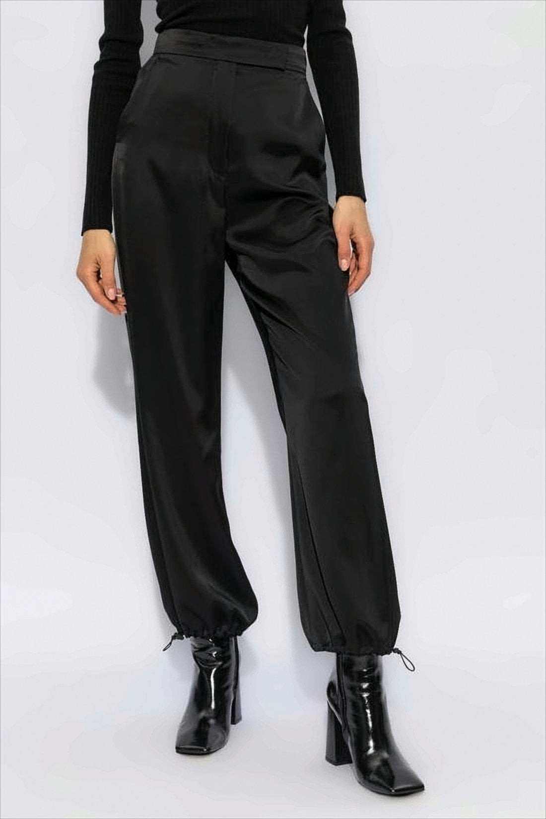 Tailored Black Suit Pants with Subtle Sheen
