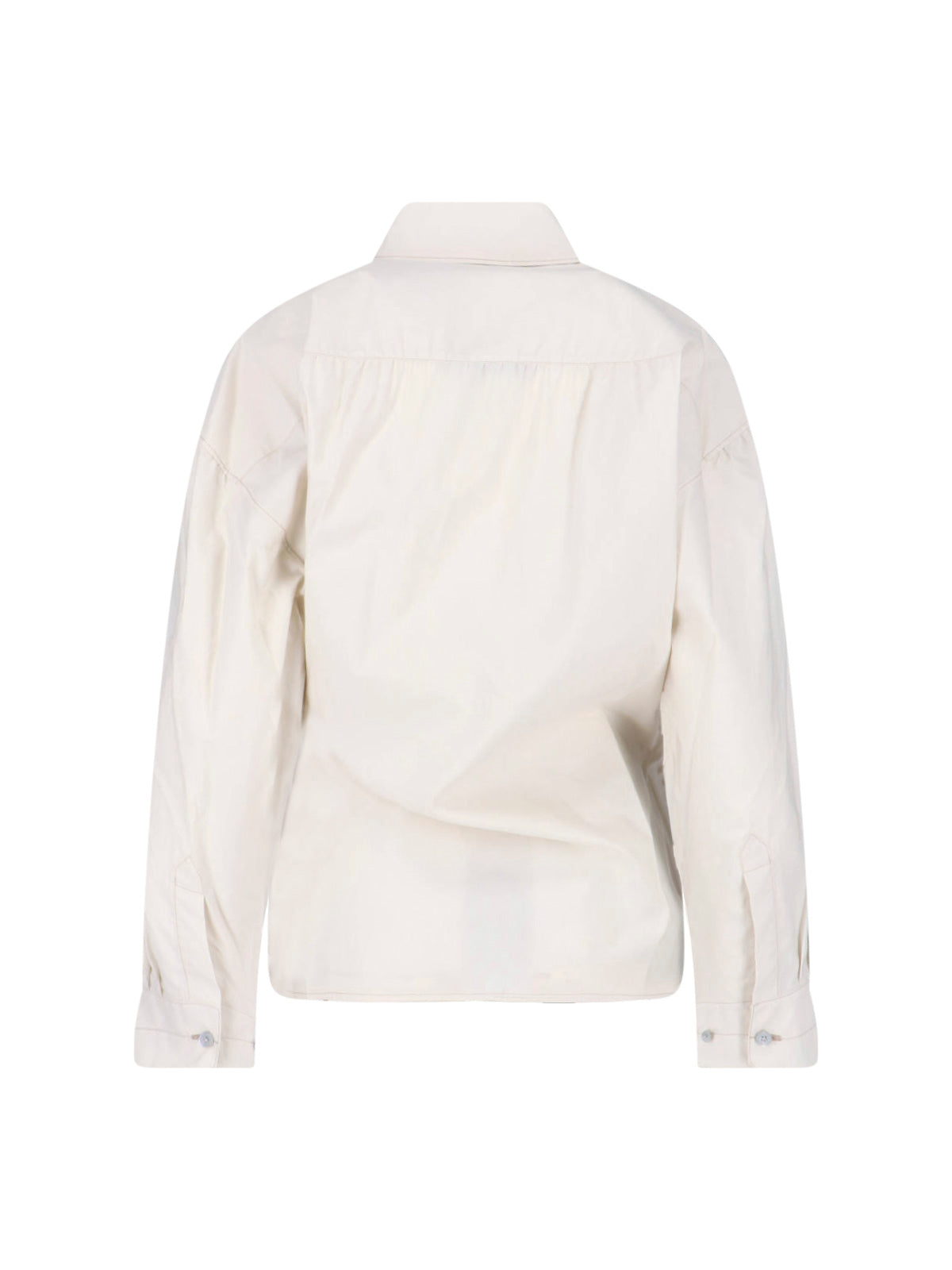 Cream Draped Front Cotton Silk Shirt