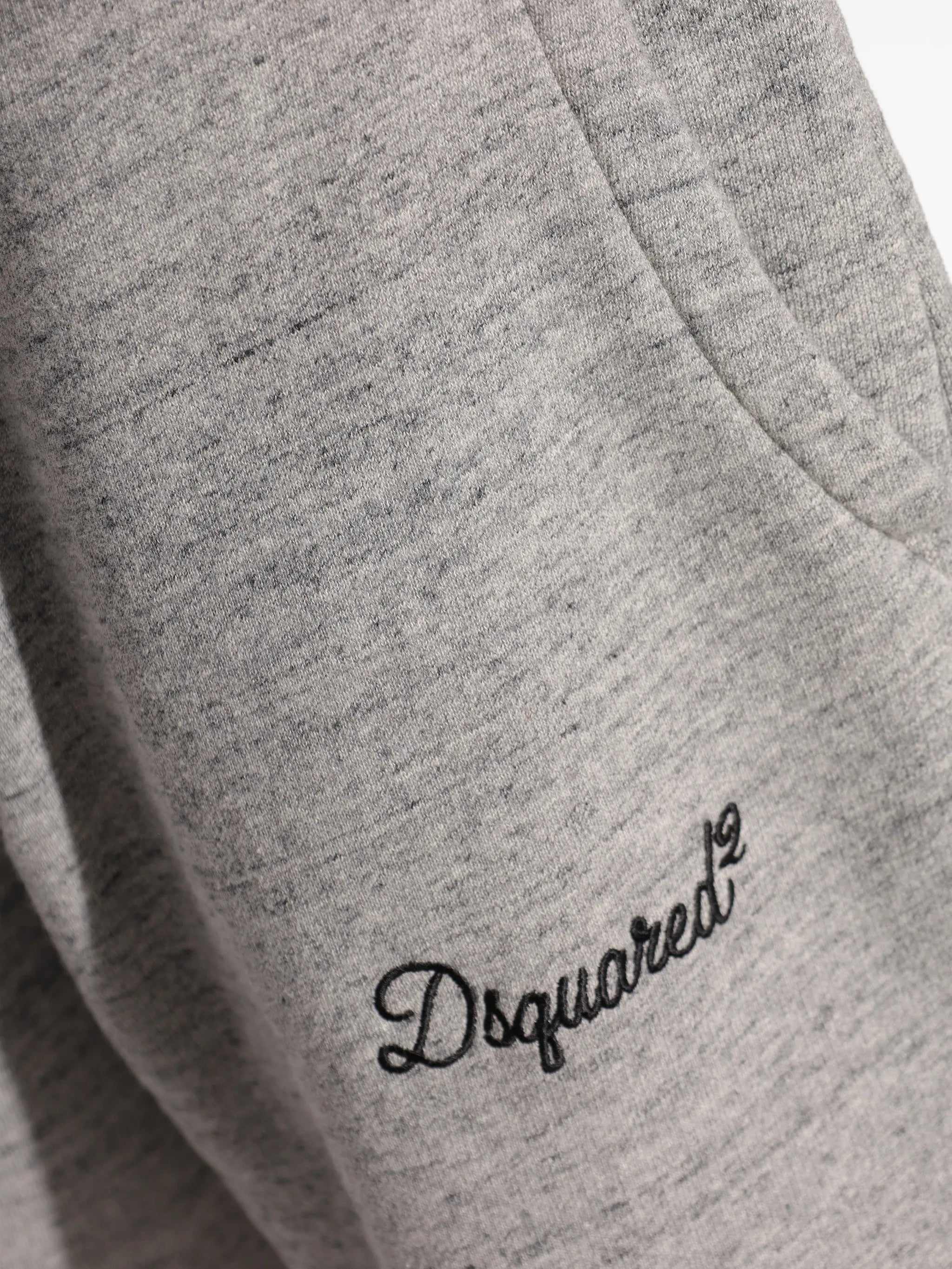 Grey Heathered Cotton Embroidered Logo Shorts