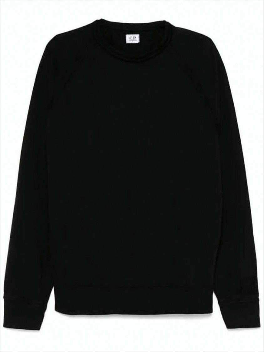 Classic Black Crewneck Sweatshirt With Relaxed Fit And Raglan Sleeves