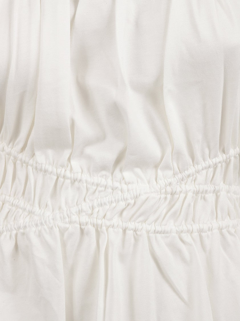 Relaxed-Fit White T-Shirt With Gathered Waistline