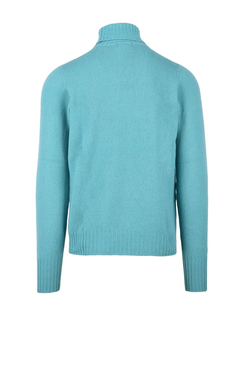 High Neck Merino Wool Sweater - Turquoise
